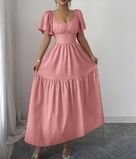 Square Neck Bubble Sleeve Maxi Dress GPBY-DR9962