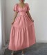 Square Neck Bubble Sleeve Maxi Dress GPBY-DR9962