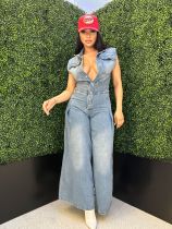 Fashion Washed Loose Denim Jumpsuit LX-8614