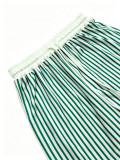 Stripe Lapel Two Piece Shorts Set YH-5546