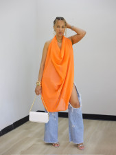 Chiffon See Through Backless Tops SFY-900