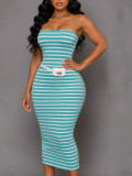 Stripe Knits Split Tube Top Dress ZDF-33537