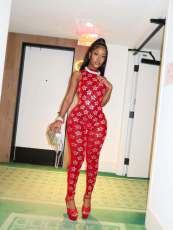 Mesh Hot Stamping Sleeveless Jumpsuit MEM-88713