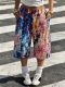 Tie Dye Print Loose Fifth Pants ZDF-33538