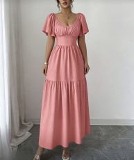Square Neck Bubble Sleeve Maxi Dress GPBY-DR9962