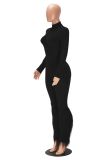 V Neck Zipper Long Sleeve Jumpsuit MZ-26012