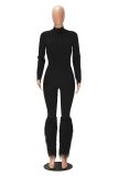 V Neck Zipper Long Sleeve Jumpsuit MZ-26012