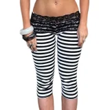 Stripe Lace Slim Fifth Pants GXIY-K26L2741