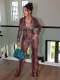 Mesh Print Long Sleeve Two Piece Pants Set MEM-88710
