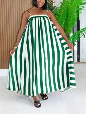 Stripe Contrast Color Sling Maxi Dress ZDF-33532