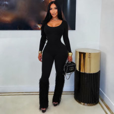 U Neck Long Sleeve Jumpsuit MZ-26011