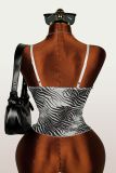 Zebra Print V Neck Sling Tank Tops GXIY-K26L2384