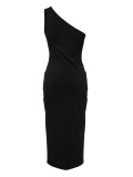 Slash Shoulder Split Maxi Dress YH-9031