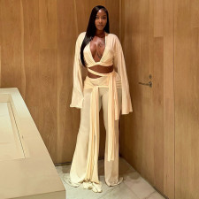 Solid Color Long Sleeve Two Piece Pants Set MXBF-J26ST281