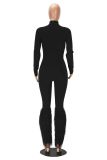 V Neck Zipper Long Sleeve Jumpsuit MZ-26012