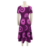 Print Square Neck Midi Dress GYLY-11278