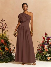 Single Shoulder Ruched Maxi Dress GQLK-KG6622