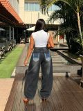 Plus Size Irregular Patchwork Print Jeans GYLN-8091