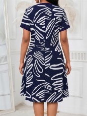 Print Short Sleeve Midi Dress GYLY-11302