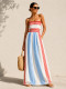 O Neck Stripe Print Tube Top Dress GQLK-6683