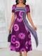 Print Square Neck Midi Dress GYLY-11278