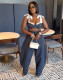 Sexy Patchwork Tie Up Wide Leg Pant Suit GQLK-6626-1