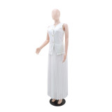 Sleeveless Vest Press Pleated Long Skirt Suit GYLY-10901