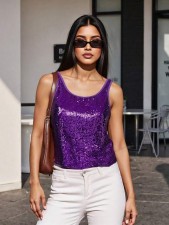 Loose Sequin Sleeveless Tops GKYS-3028