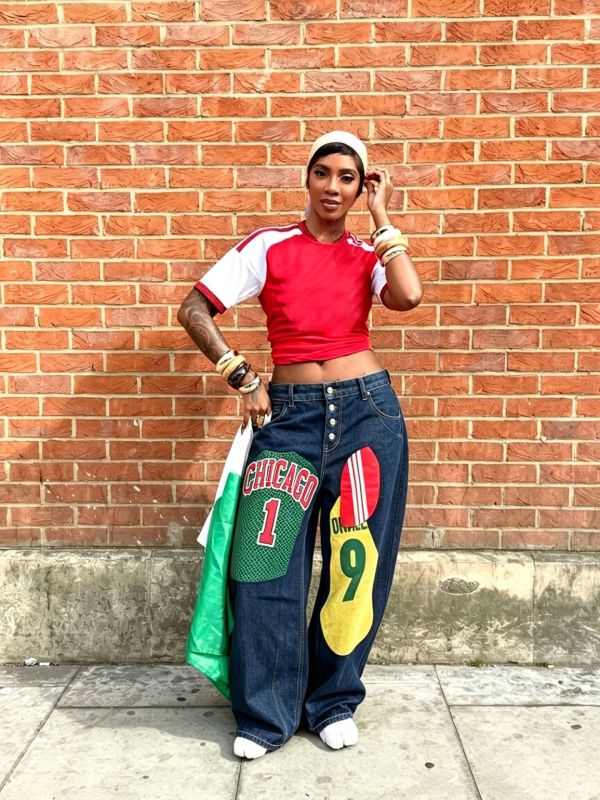 Plus Size jersey Patchwork Print Loose Jeans GYLN-8092