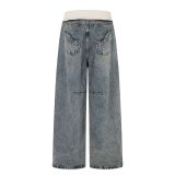 Plus Size Ribbed-Waist Straight Jeans GYLN-9167