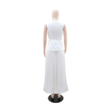 Sleeveless Vest Press Pleated Long Skirt Suit GYLY-10901