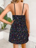 Colorful Sequin Spaghetti-Strap Mini Dress GXRF-QC165