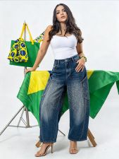 Plus Size Starry Sky Diamonds Loose Jeans GYLN-9081