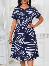 Print Short Sleeve Midi Dress GYLY-11302