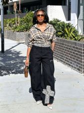 Plus Size Leopard Print Patchwork Jeans GYLN-5540