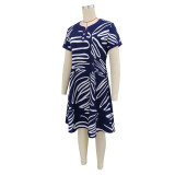 Print Short Sleeve Midi Dress GYLY-11302