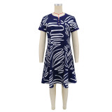 Print Short Sleeve Midi Dress GYLY-11302