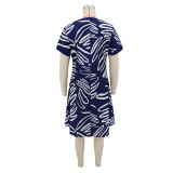 Print Short Sleeve Midi Dress GYLY-11302