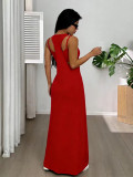 Solid Color One Shoulder Sling Dress Suit GQLK-6626