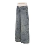 Plus Size Ribbed-Waist Straight Jeans GYLN-9167