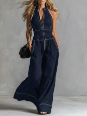 Sleeveless Loose Casual Zipper Jumpsuit GXRF-QC162