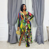 Print V Neck Bandage Dress CYA-902428