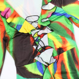 Print V Neck Bandage Dress CYA-902428