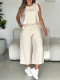 Solid Color Sleeveless Two Piece Pants Set MIL-L392