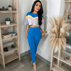 Color Block O Neck Casual Pants Suit CYA-902407