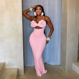 Solid Color Corsage Tube Top Maxi Dress CYA-902444