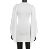 Flare Long Sleeve V Neck Mini Dress GSZM-D26DS272