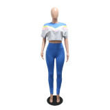 Color Block O Neck Casual Pants Suit CYA-902407