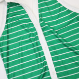 Stripe Lapel Deep V Neck Two Piece Short Set CYA-902420