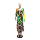 Print V Neck Bandage Dress CYA-902428